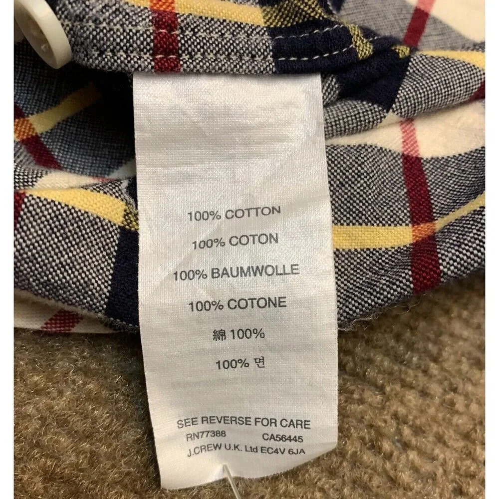 J Crew Oxford Plaid Shirt Mens XL Slim Fit OCBD Long Sleeve Button Down